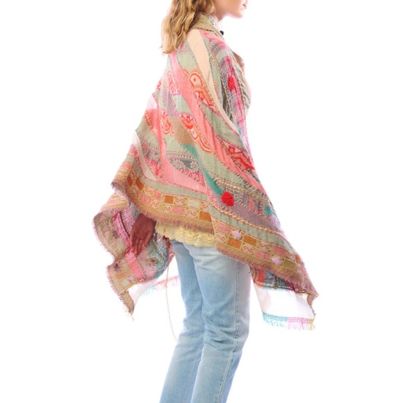 NWT Aratta Pink Festive Shawl Bohemian Print One Size Reg. $235 - Picture 5 of 12